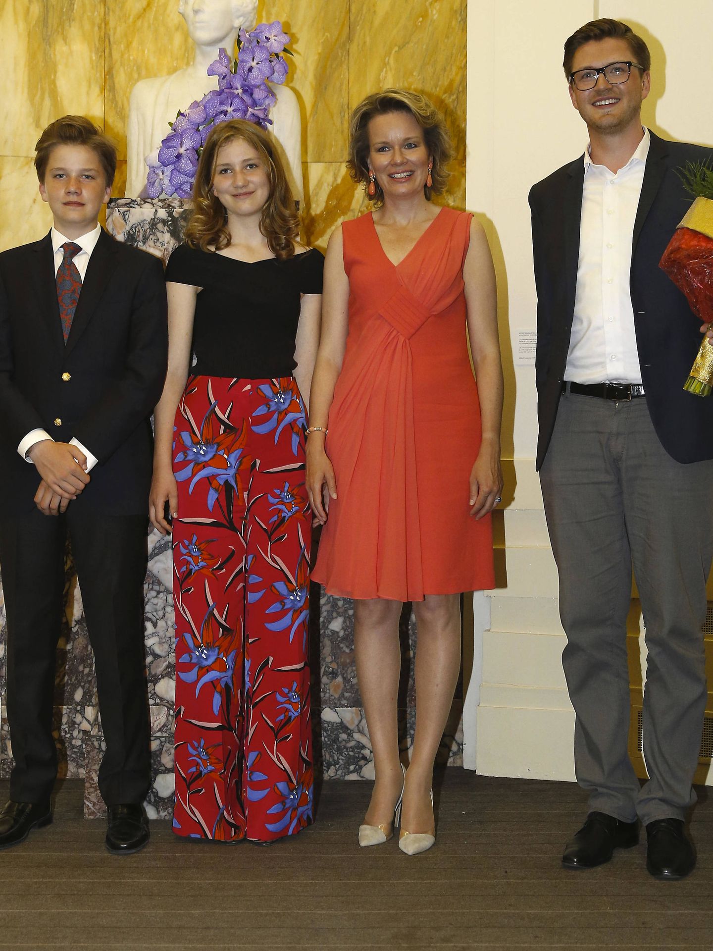 La reina y sus hijos, con el ganador, Samuel Hasselhorn. (Gtres)