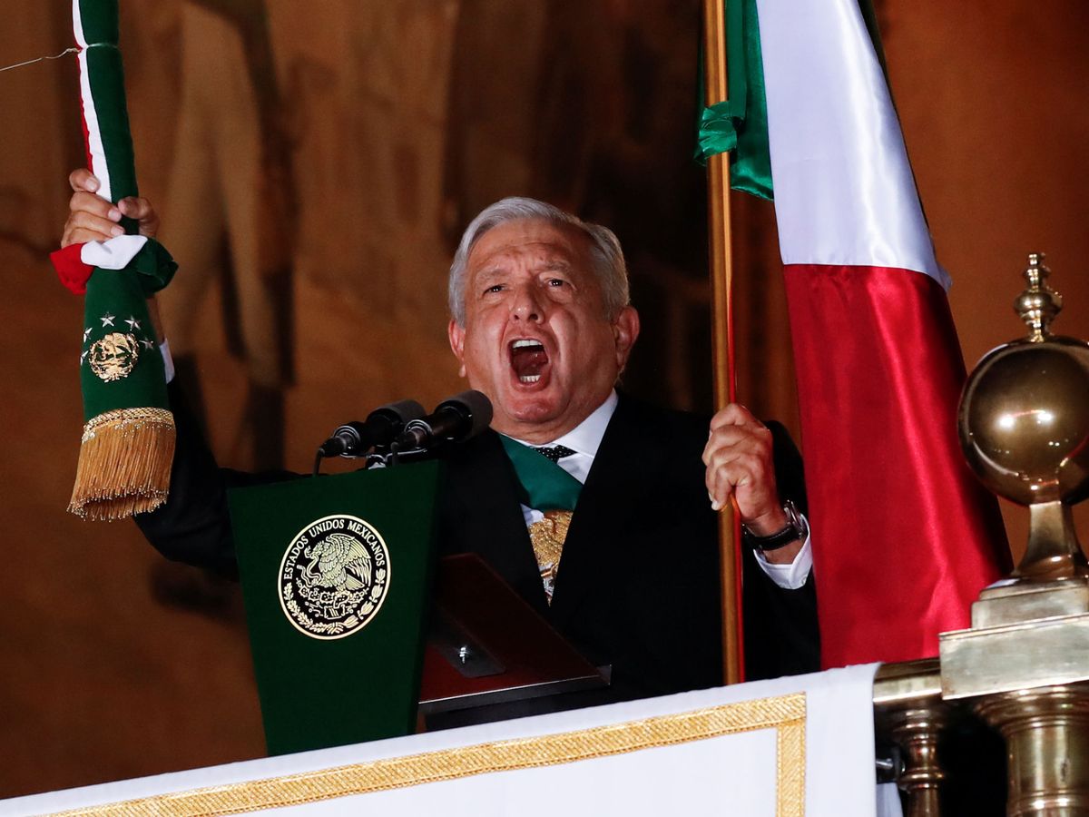 Foto: El presidente Andrés Manuel López Obrador celebra "el Grito", la conmemoración anual de la independencia mexicana de España. (Reuters)
