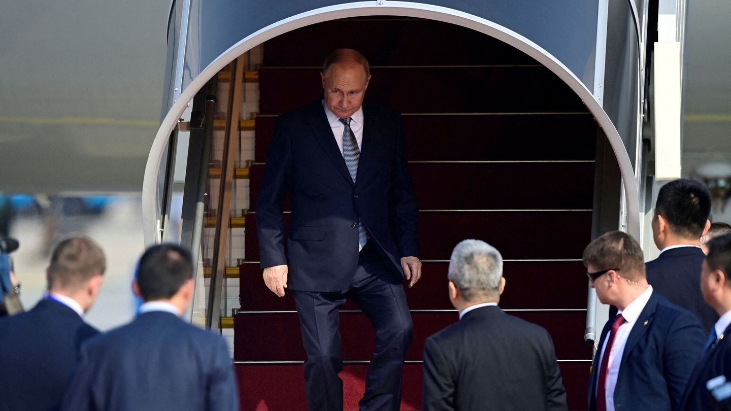 Russia's President Vladimir Putin, arrives at Beijing Capital International Airport to attend the Third Belt and Road Forum in Beijing, China, October 17, 2023.     Parker Song Pool via REUTERS     TPX IMAGES OF THE DAY