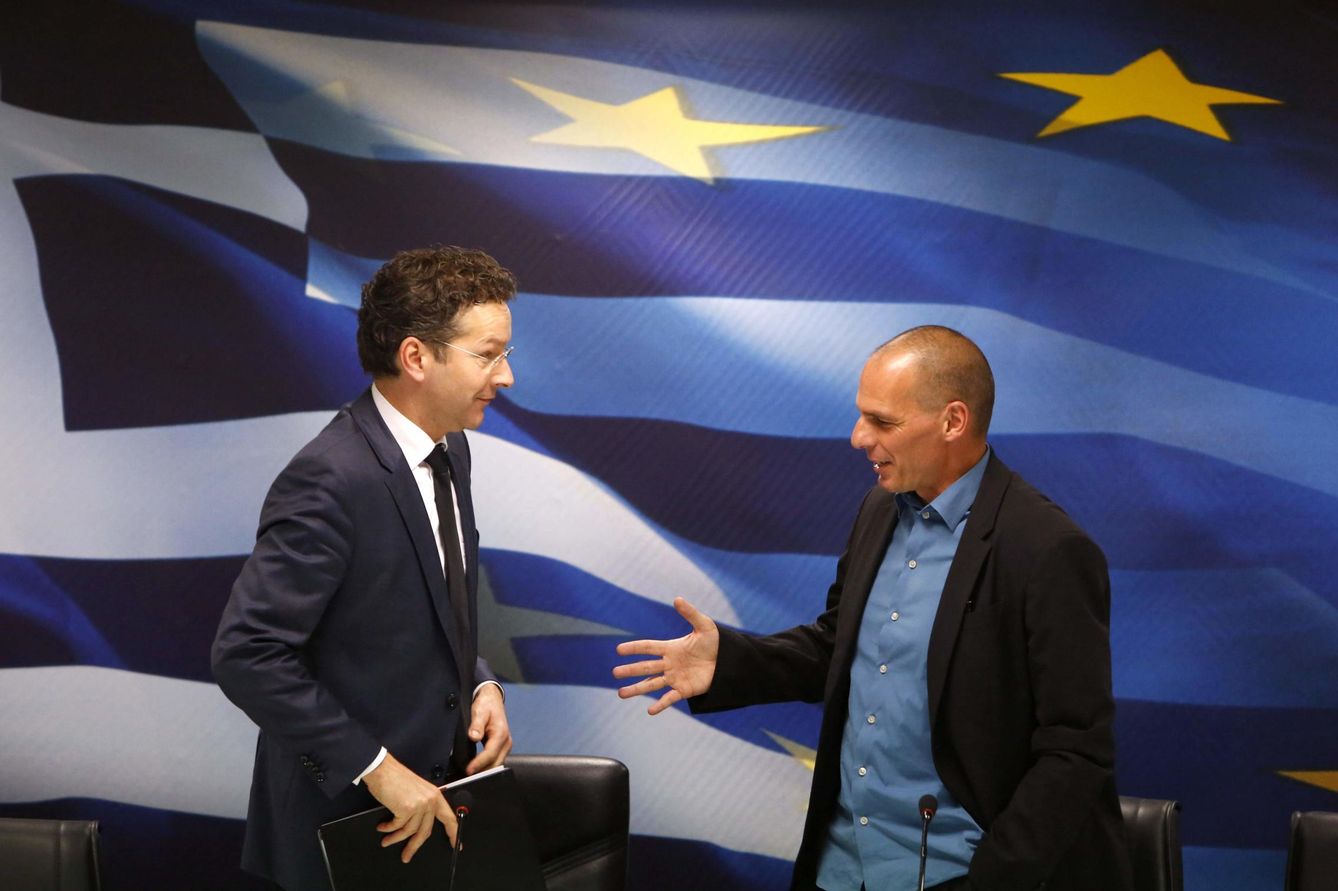 Dijsselbloem en su primera reunión con Yanis Varufakis (Reuters).  