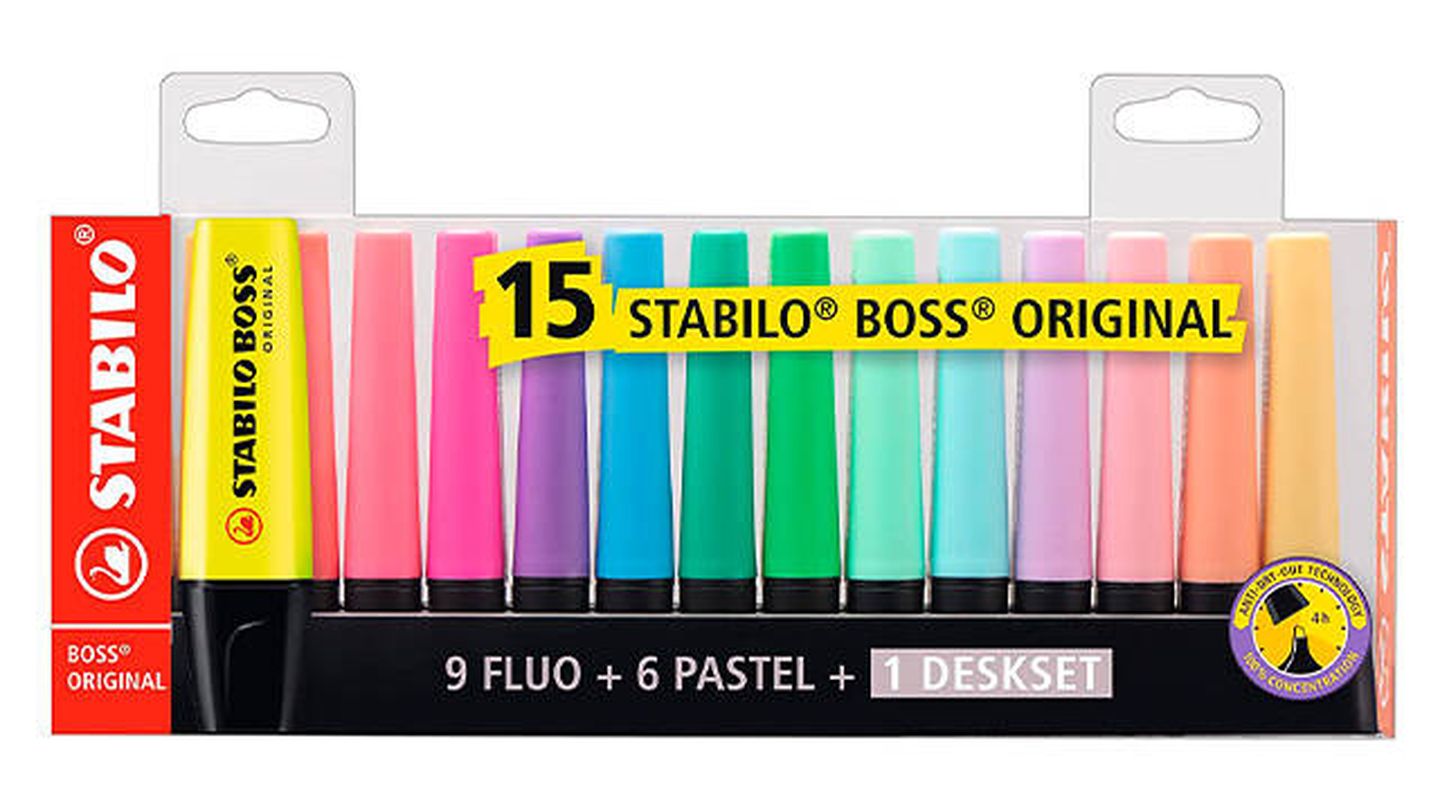 Set de 15 marcadores fluorescentes y pastel de Stabilo Boss Original