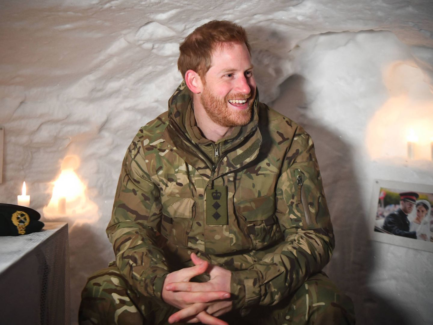 El príncipe Harry, durante su visita a tropas militares en el Círculo Polar Ártico. (Getty)