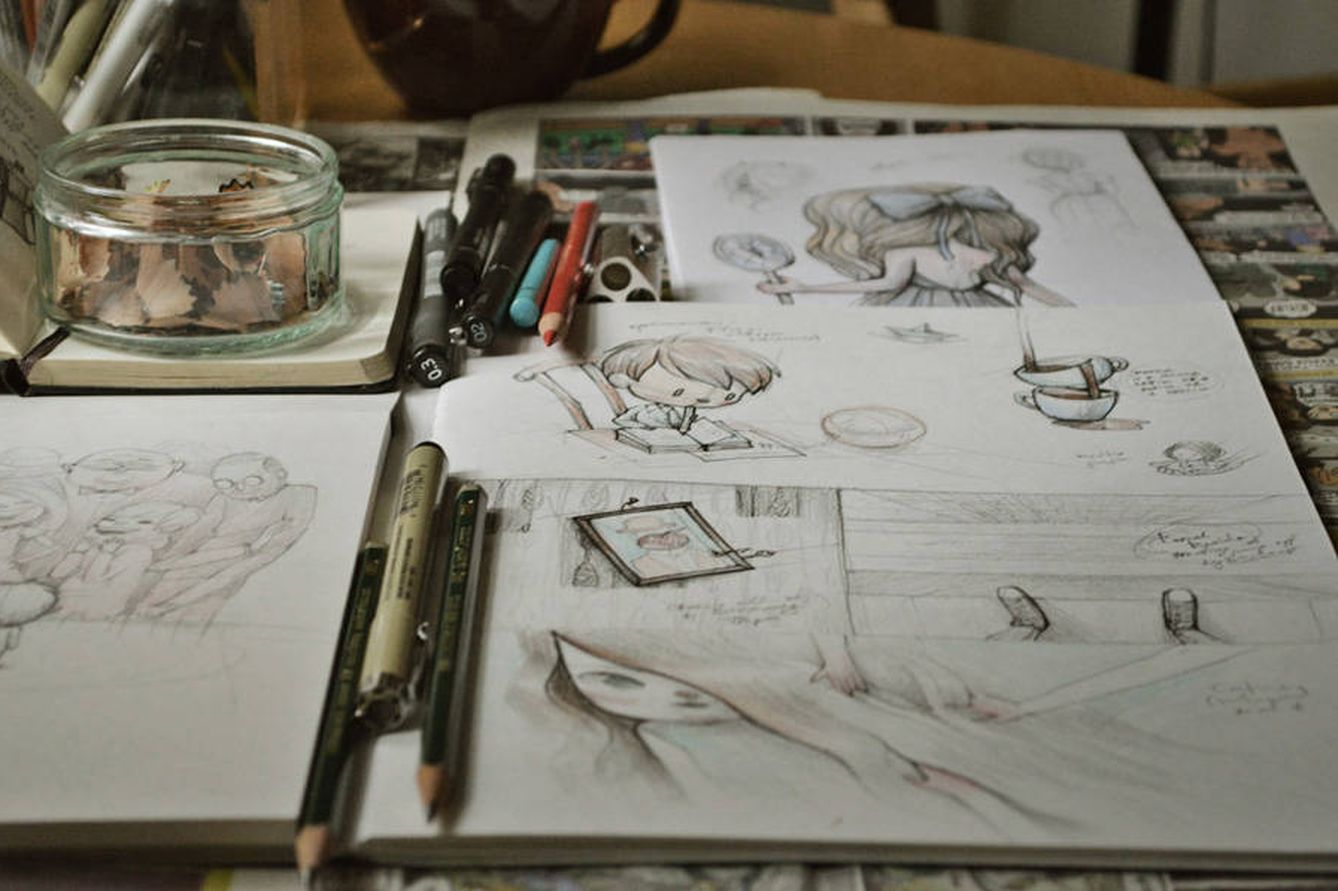 Las ilustraciones en proceso de creación (Marija Tiurina)