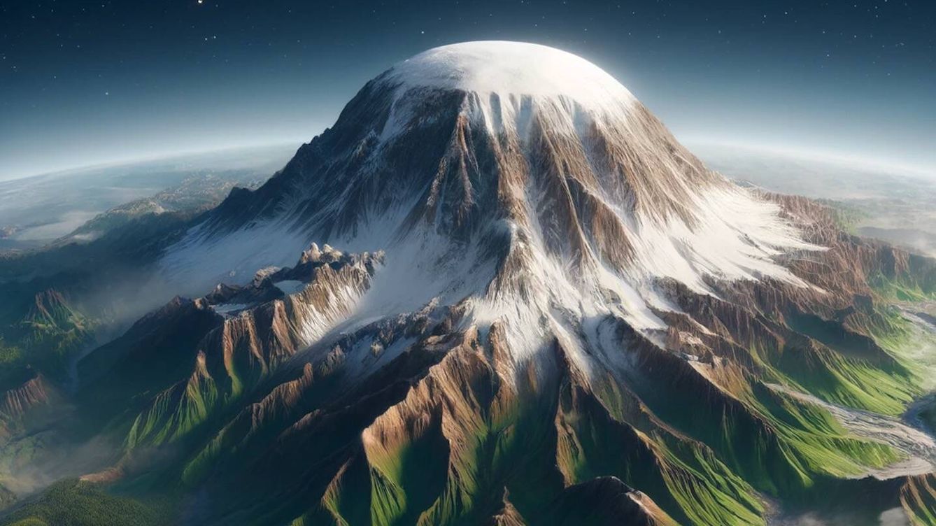 Foto: Visualización del Monte Olimpo marciano en la Tierra.