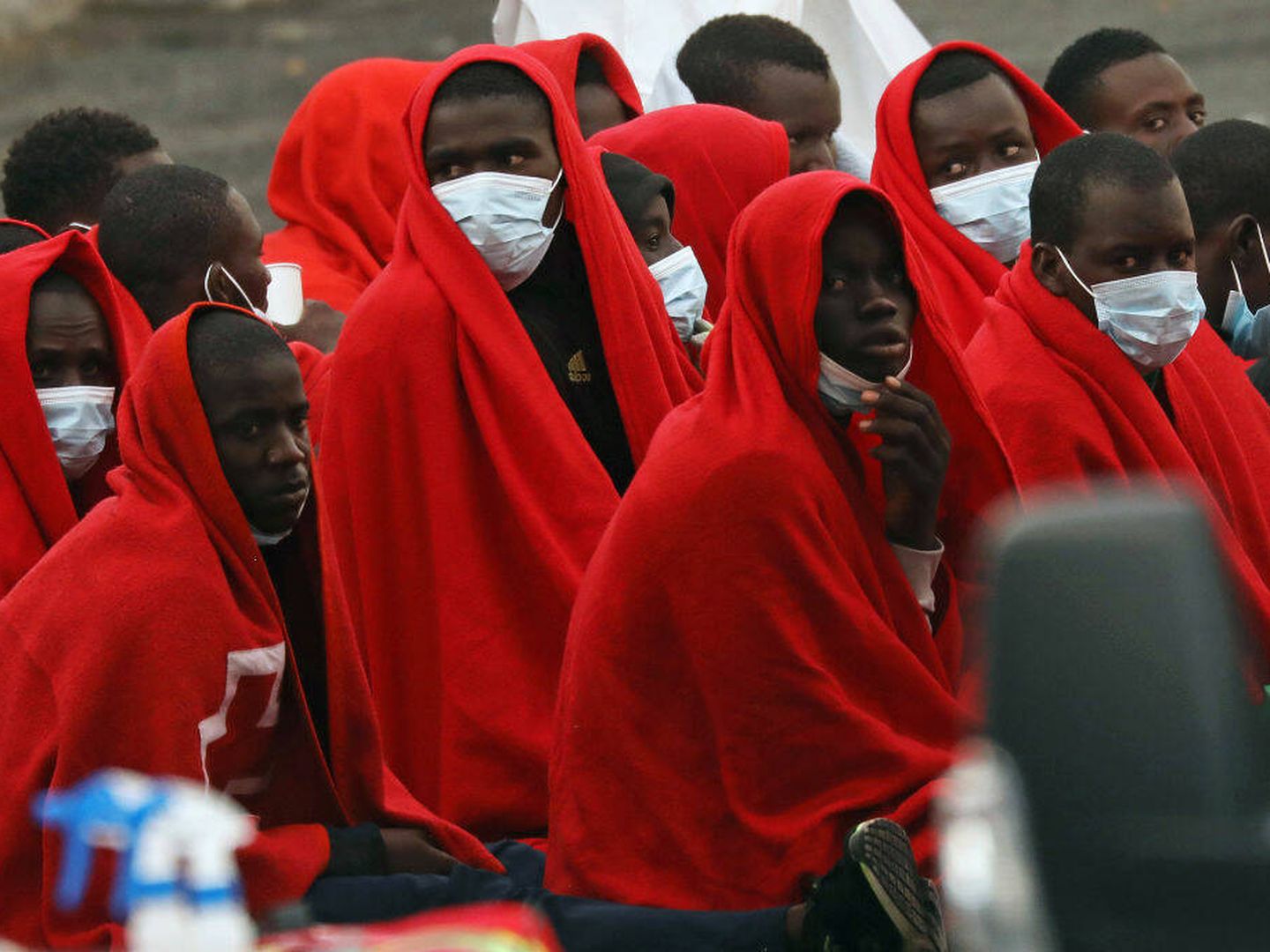 Migrantes en el puerto de Arguineguín en diciembre de 2020. (Getty Images/Dan Kitwood)