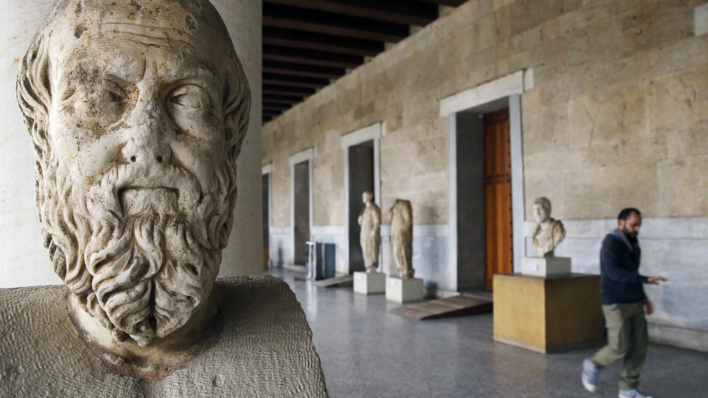Así era Heródoto, según una escultura de mármol que se conserva en Atenas  (Reuters/Yannis Behrakis)