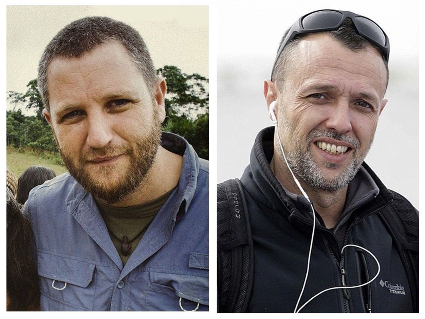 Los periodistas españoles David Beriain (i) y Roberto Fraile, asesinados en Burkina Faso mientras grababan un documental sobre caza furtiva. (EFE)