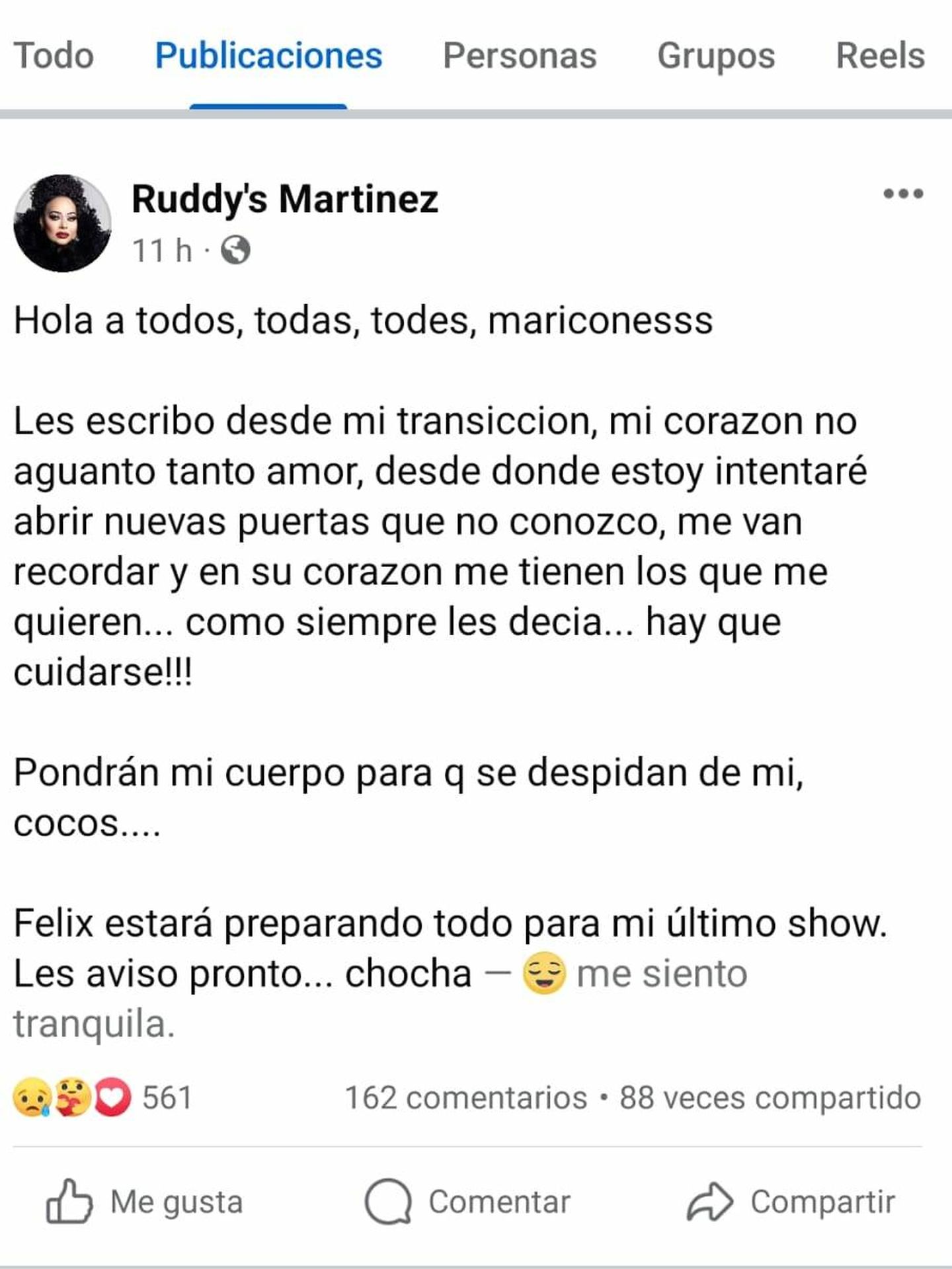 Captura de imagen del perfil de Facebook de Ruddy's Martínez. (Cortesía)