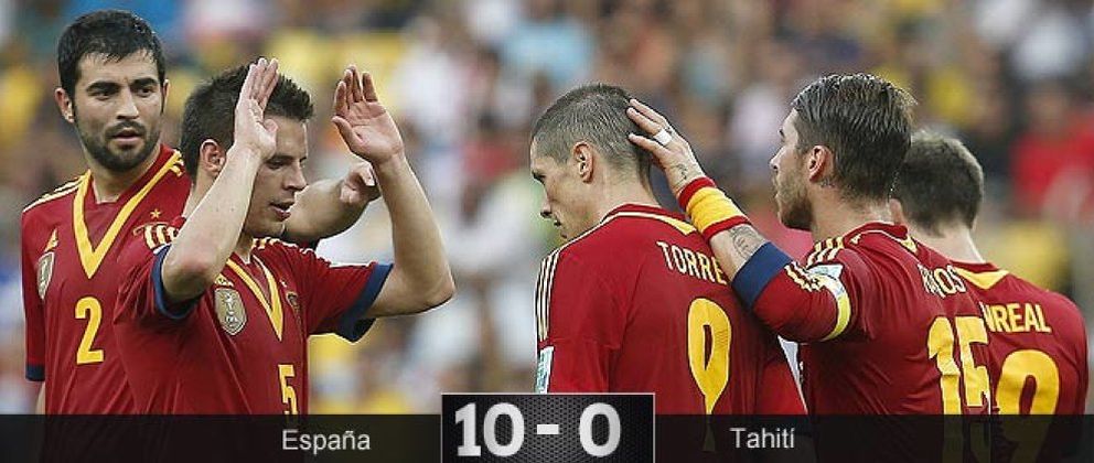 Foto: España se divierte y mete diez goles en un mal llamado partido de fútbol