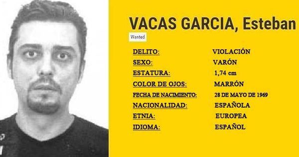 Foto: Ficha de Esteban Vacas, el fugitivo español más buscado