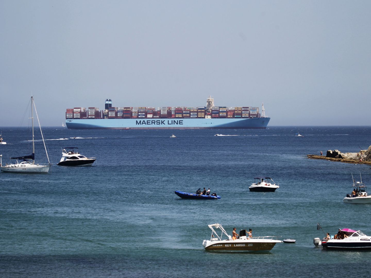El 'Madrid Maersk', el gigante portacontenedores que la naviera desvió el lunes a Tanger Med. 