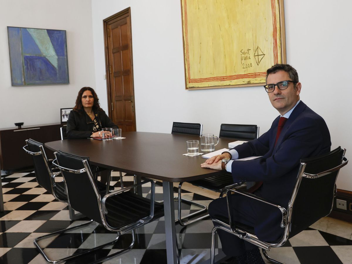 Foto: El ministro de la Presidencia, Félix Bolaños, y la 'consellera' de la Presidencia, Laura Vilagrà. (EFE/Toni Albir)
