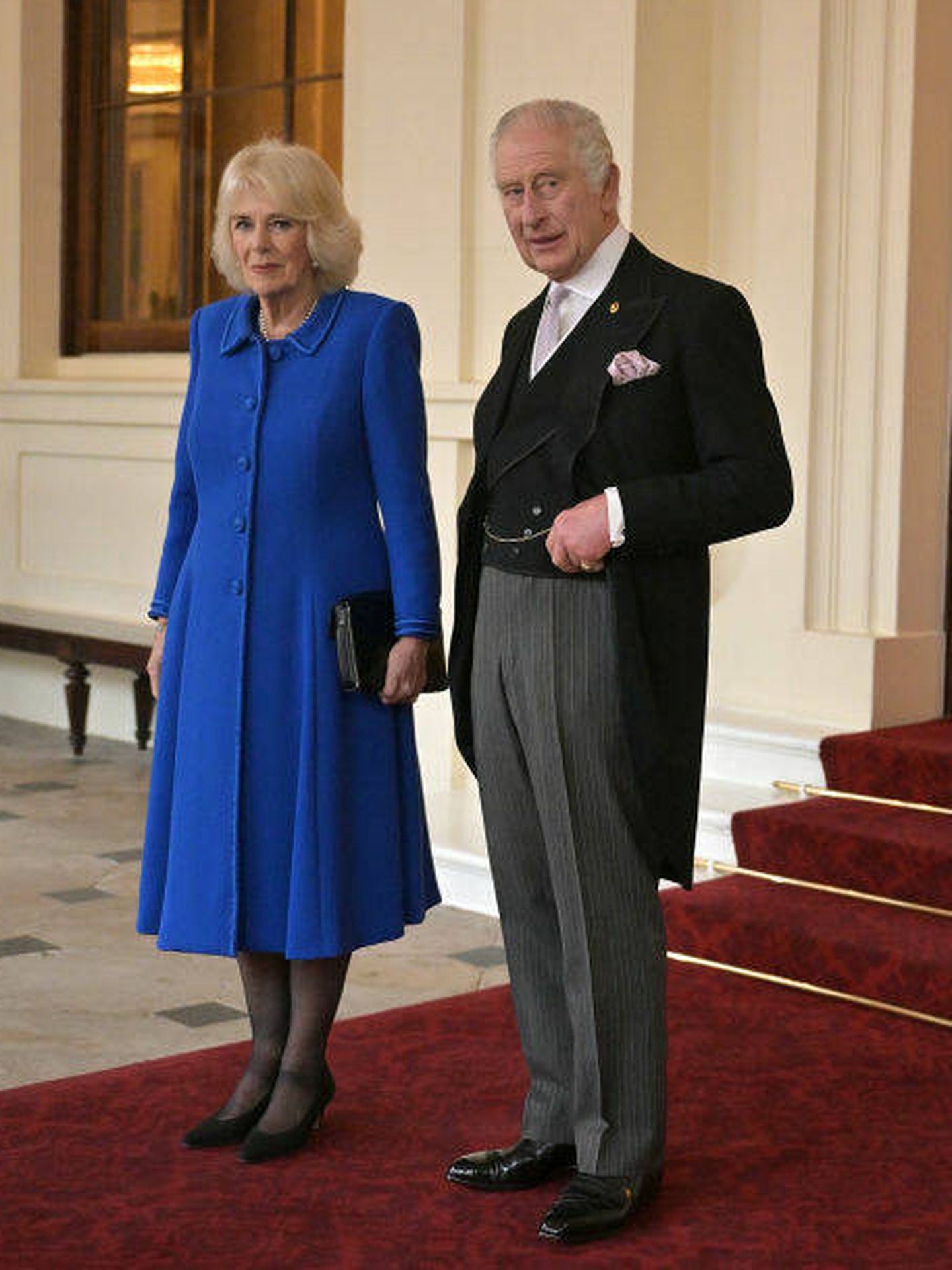Camila Parker Bowles y Carlos III despiden al presidente de Corea del Sur en Buckingham Palace. (Getty Images)
