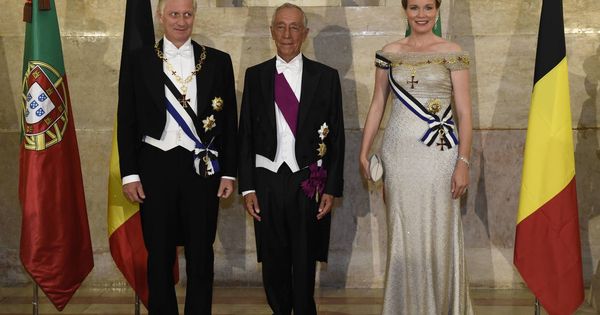 Foto: Marcelo Rebelo junto a los reyes de Bélgica en la cena de gala.(CORDON)