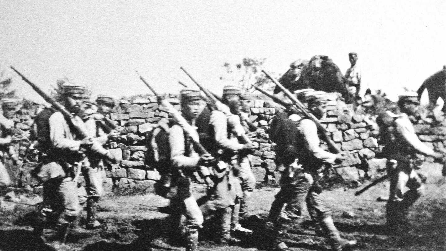 Soldados japoneses en Corea en 1904.