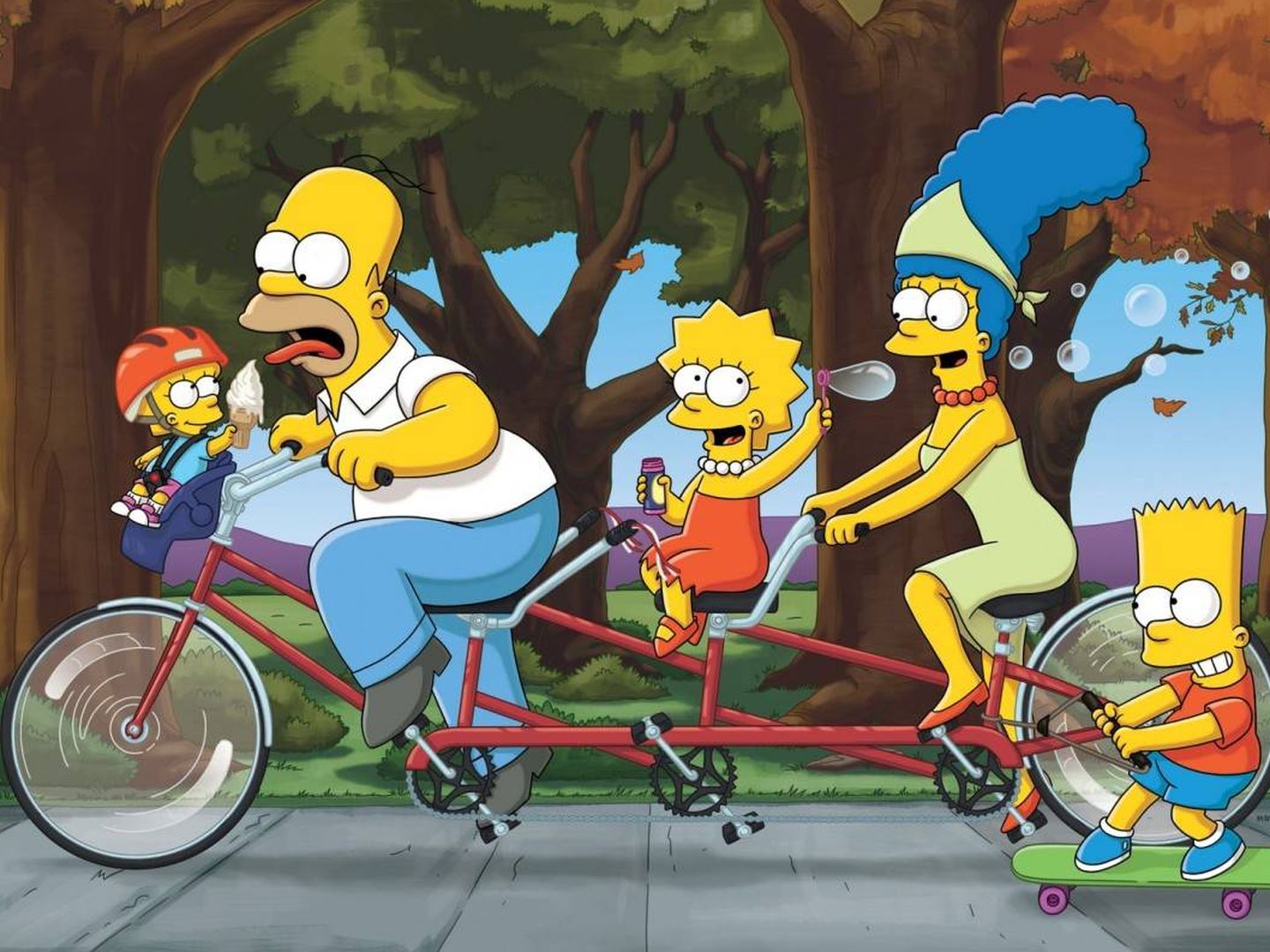  Maggie, Homer, Lisa, Marge y Bart, en 'Los Simpson'. (Fox)