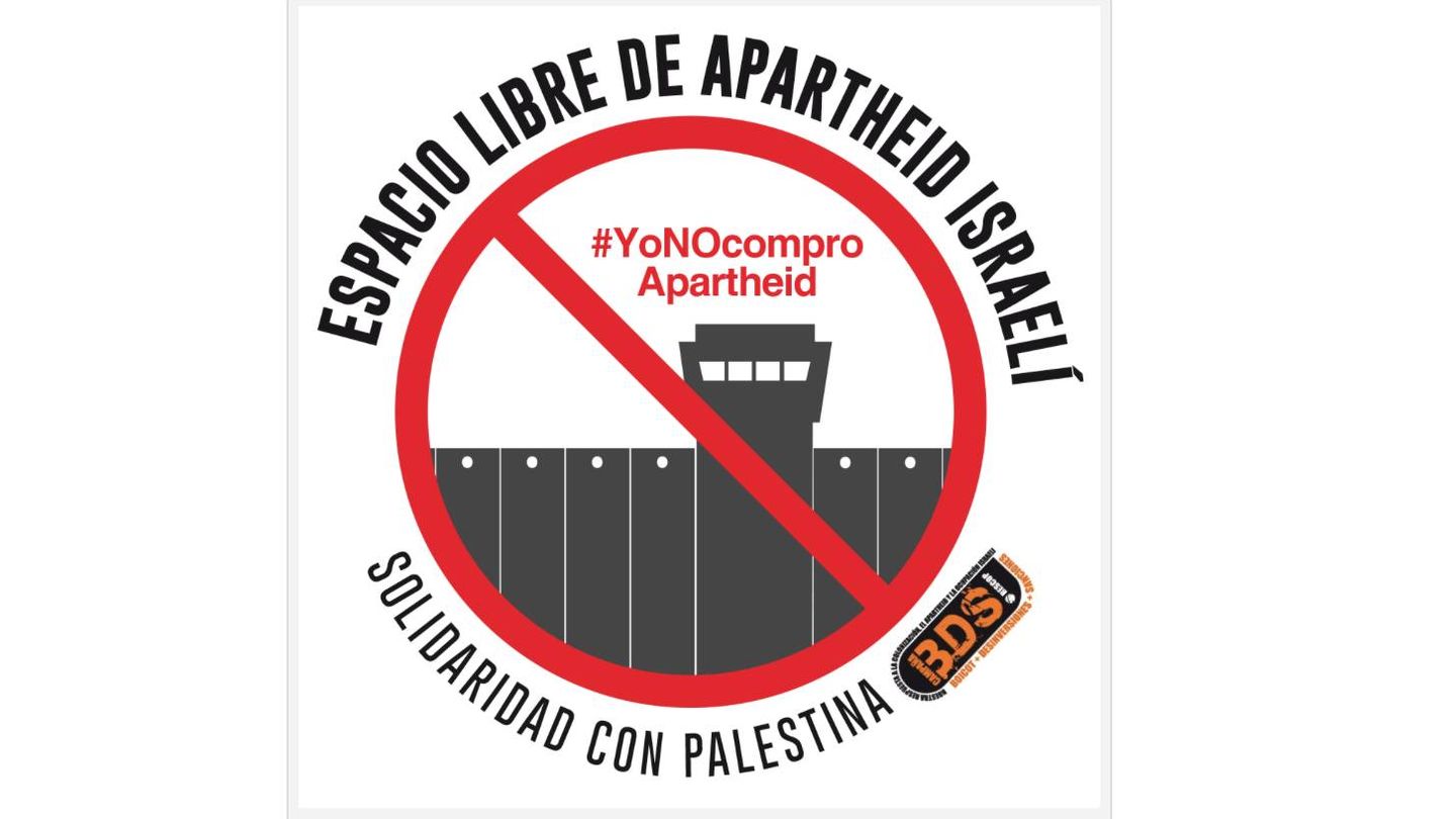 El sello que identifica a los municipios adheridos al BDS y contrarios a contratar con empresas israelíes.