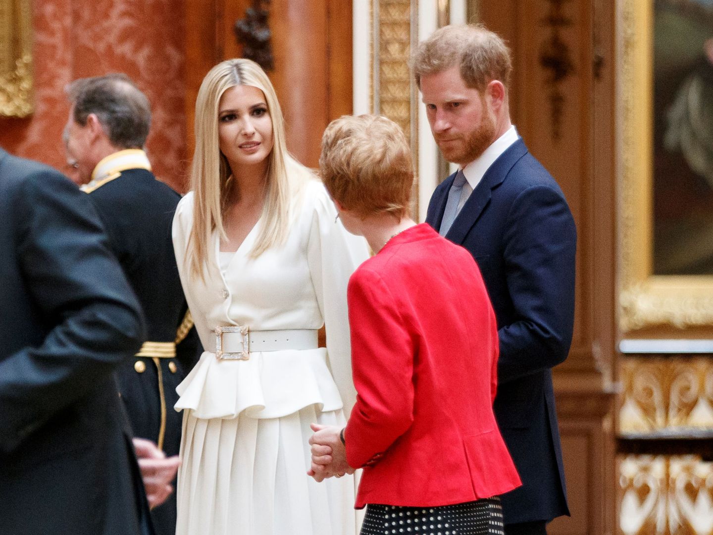 El príncipe Harry con Ivanka Trump, durante la visita del presidente a Reino Unido. (Reuters)
