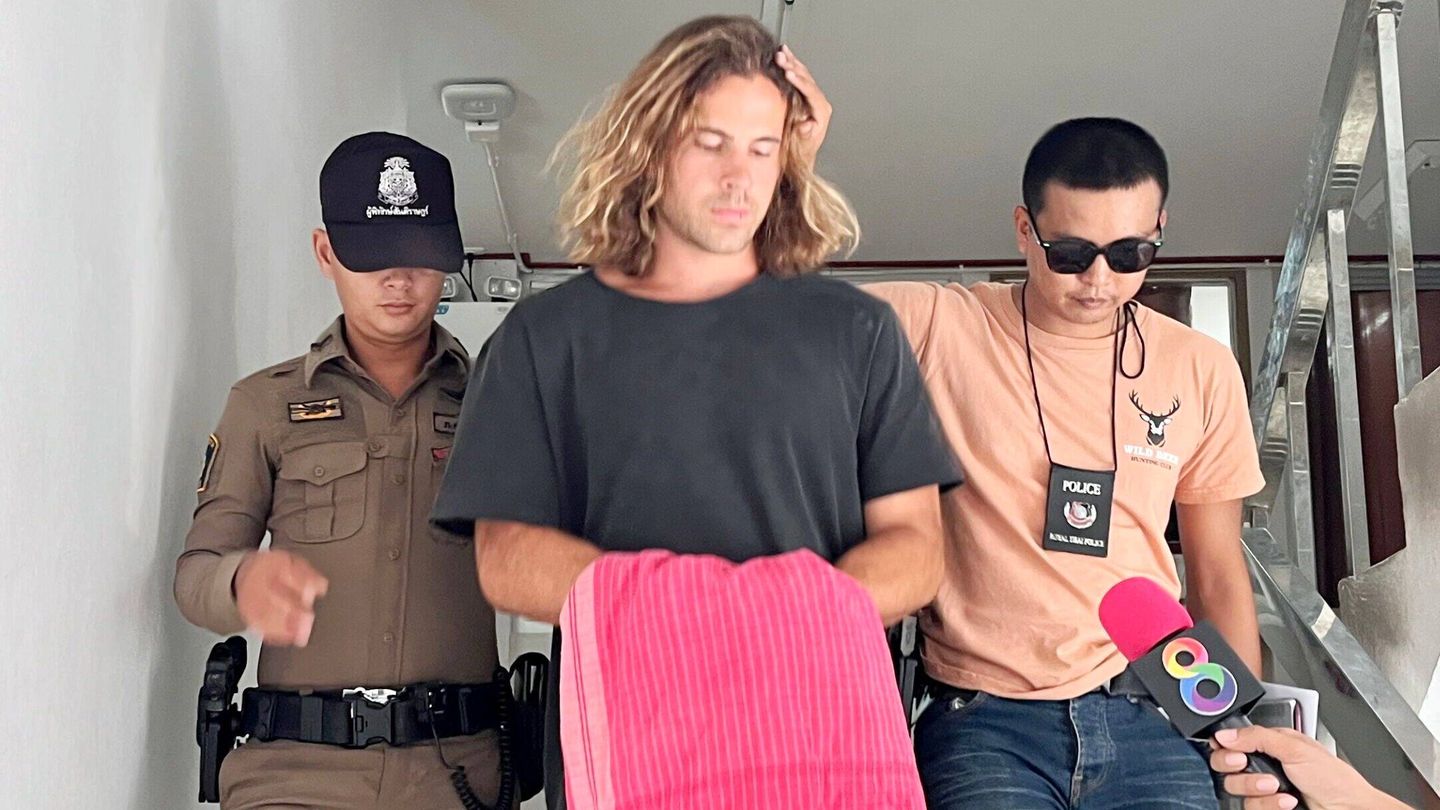 Daniel Sancho, tras su detención por parte de la policía de Koh Phangan. (EFE)