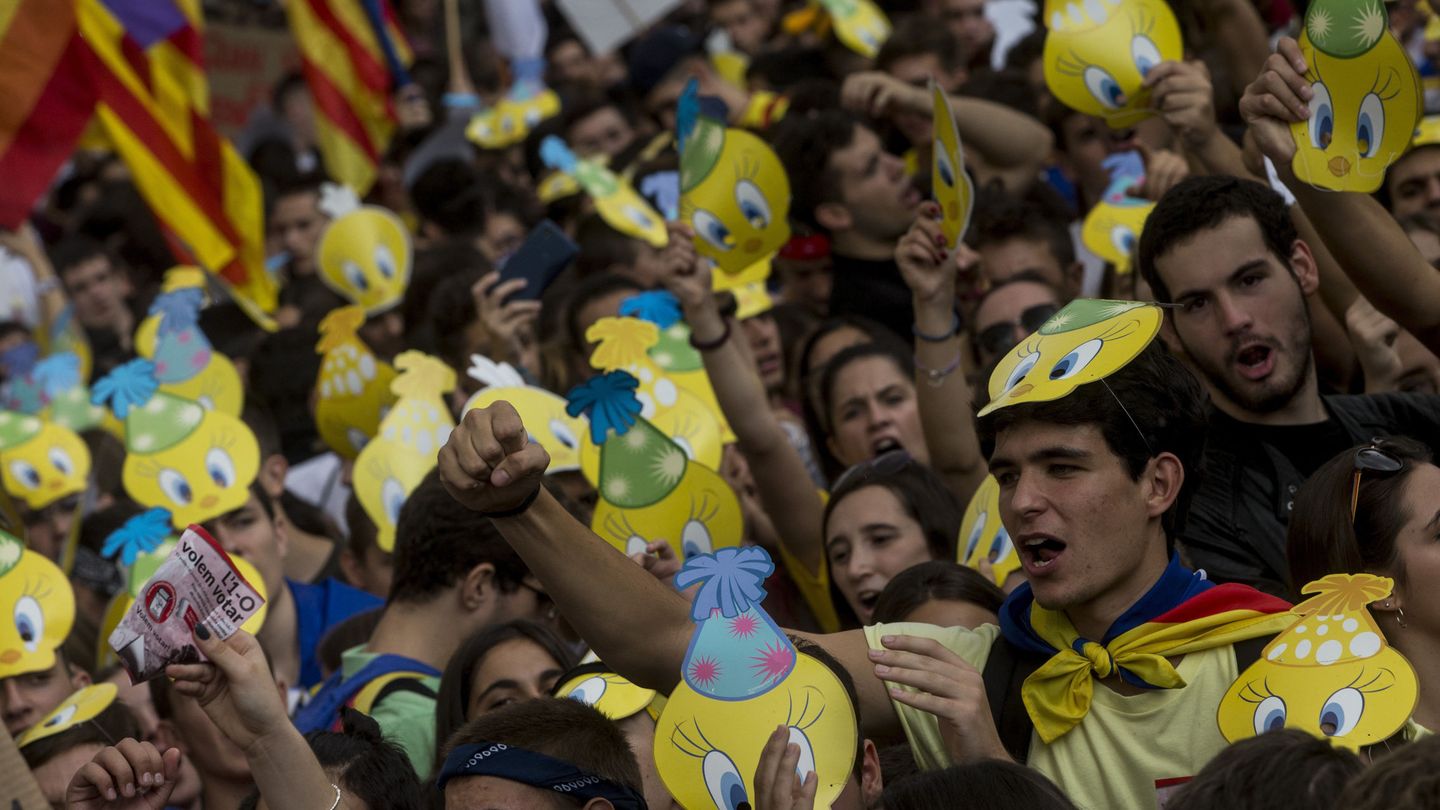 Manifestación de estudiantes catalanes en favor de la independencia. (EFE)