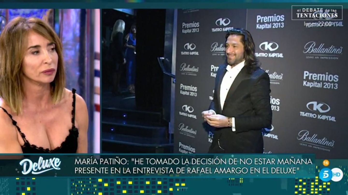 María Patiño hablando sobre Rafael Amargo. (Telecinco).