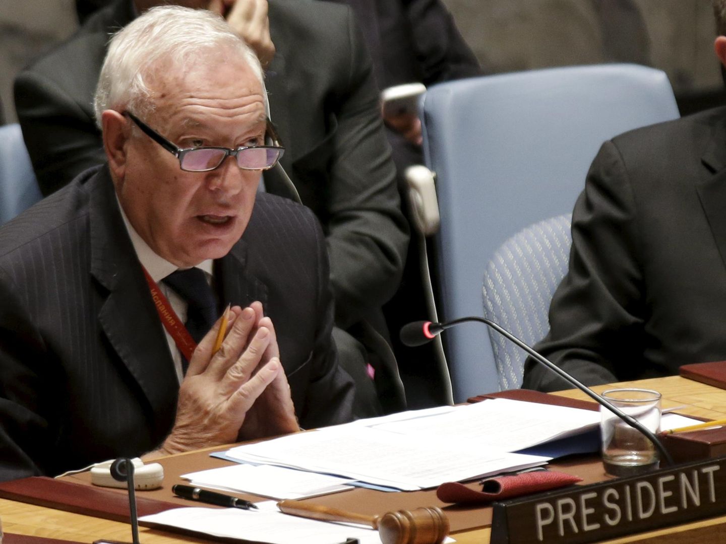 Jose Manuel Garcia-Margallo preside una sesión del Consejo de Seguridad de la ONU en 2015. (Reuters)
