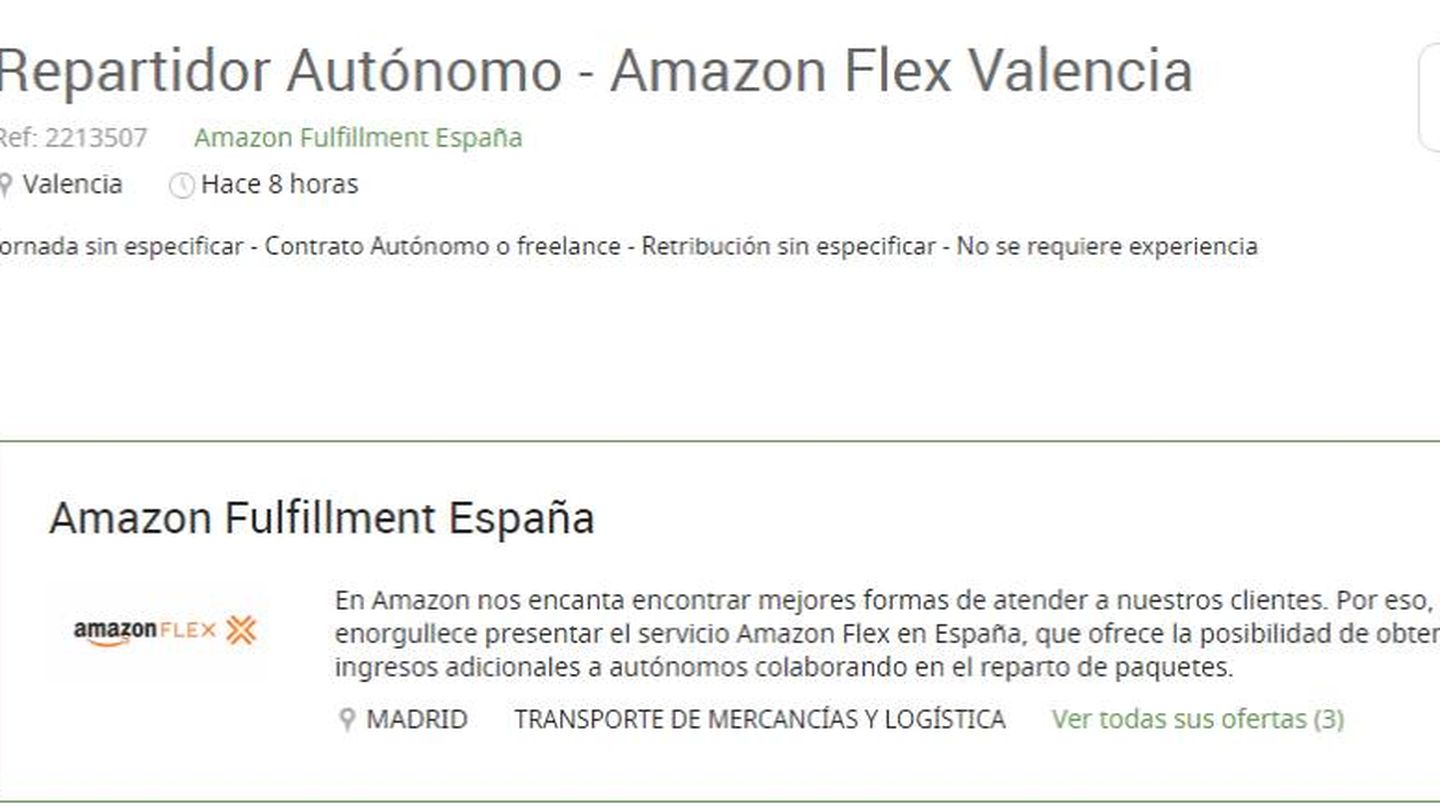 Anuncio en Infoempleo de Amazon. (Infoempleo)