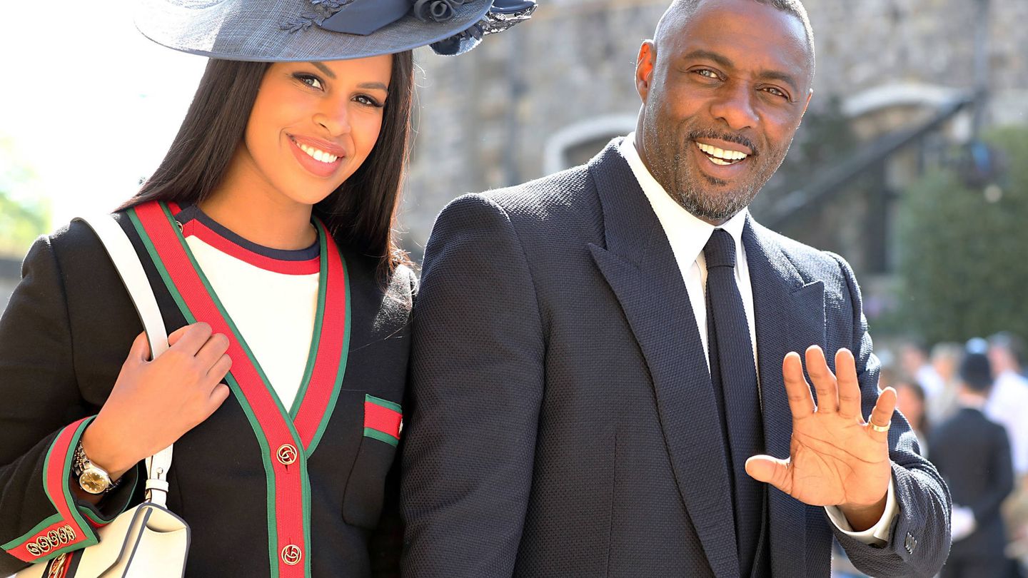 Idris Elba y Sabrina Dhowre en la boda del príncipe Harry y Meghan Markle. (Getty)