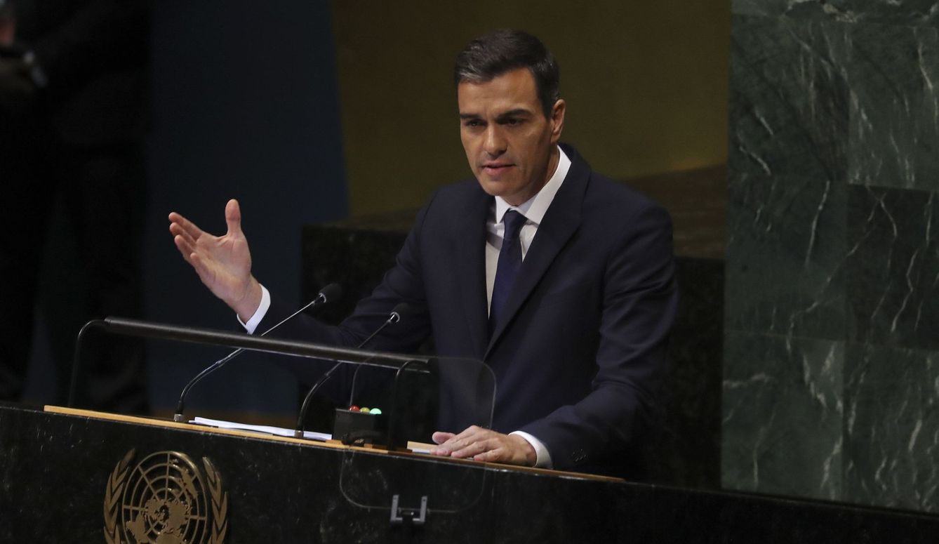Pedro Sánchez, durante su intervención ante la Asamblea General de Naciones Unidas. (EFE) 