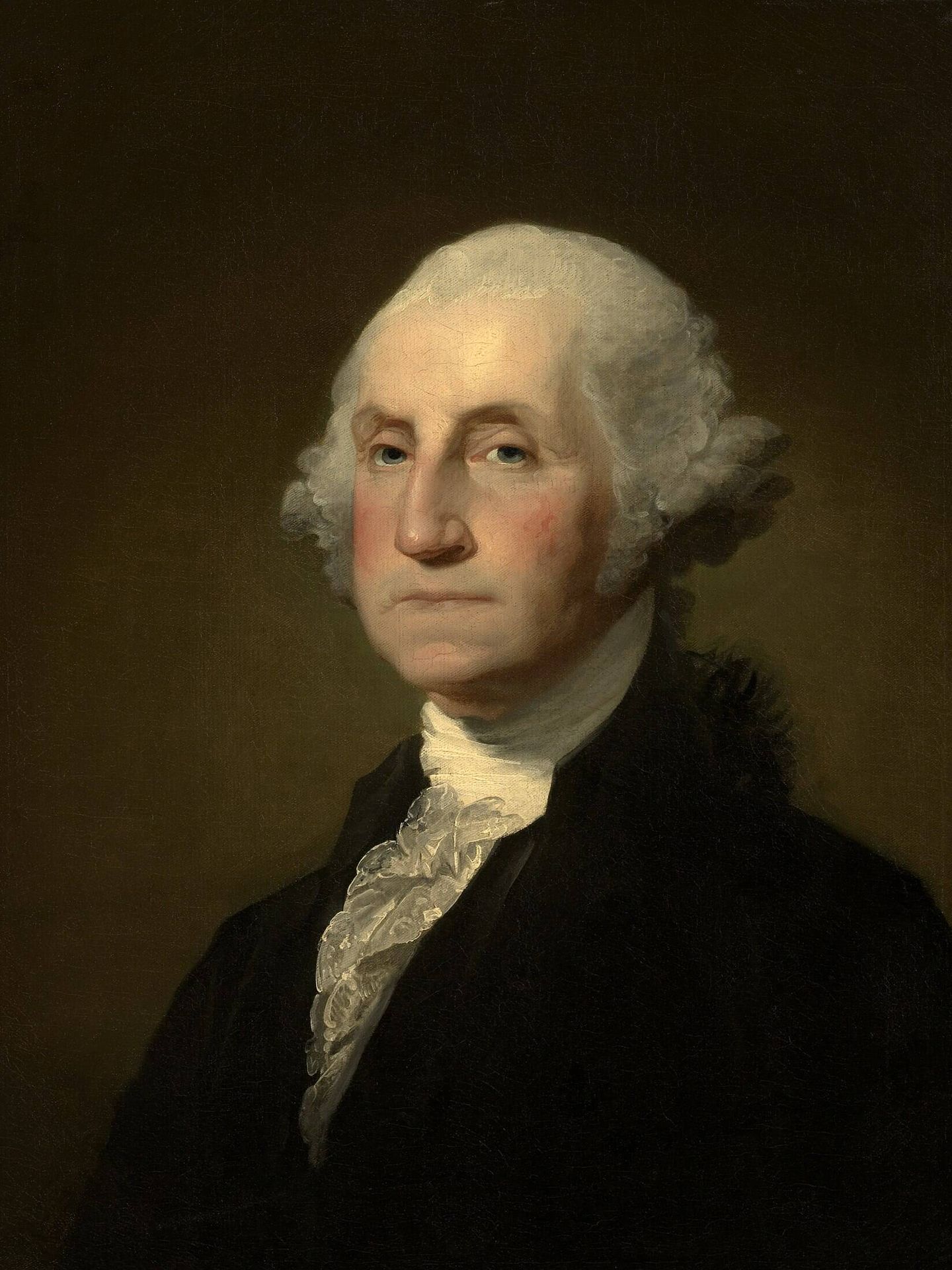 Retrato de George Washington, cuyo pelo viajará al espacio profundo a 300 millones de kilómetros de la Tierra. (Gilbert Stuart)