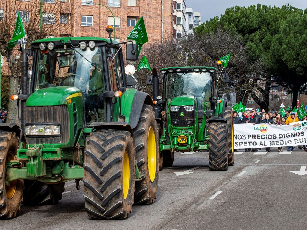 Foto: Manifestación de agricultores y ganaderos en Burgos. (EFE)