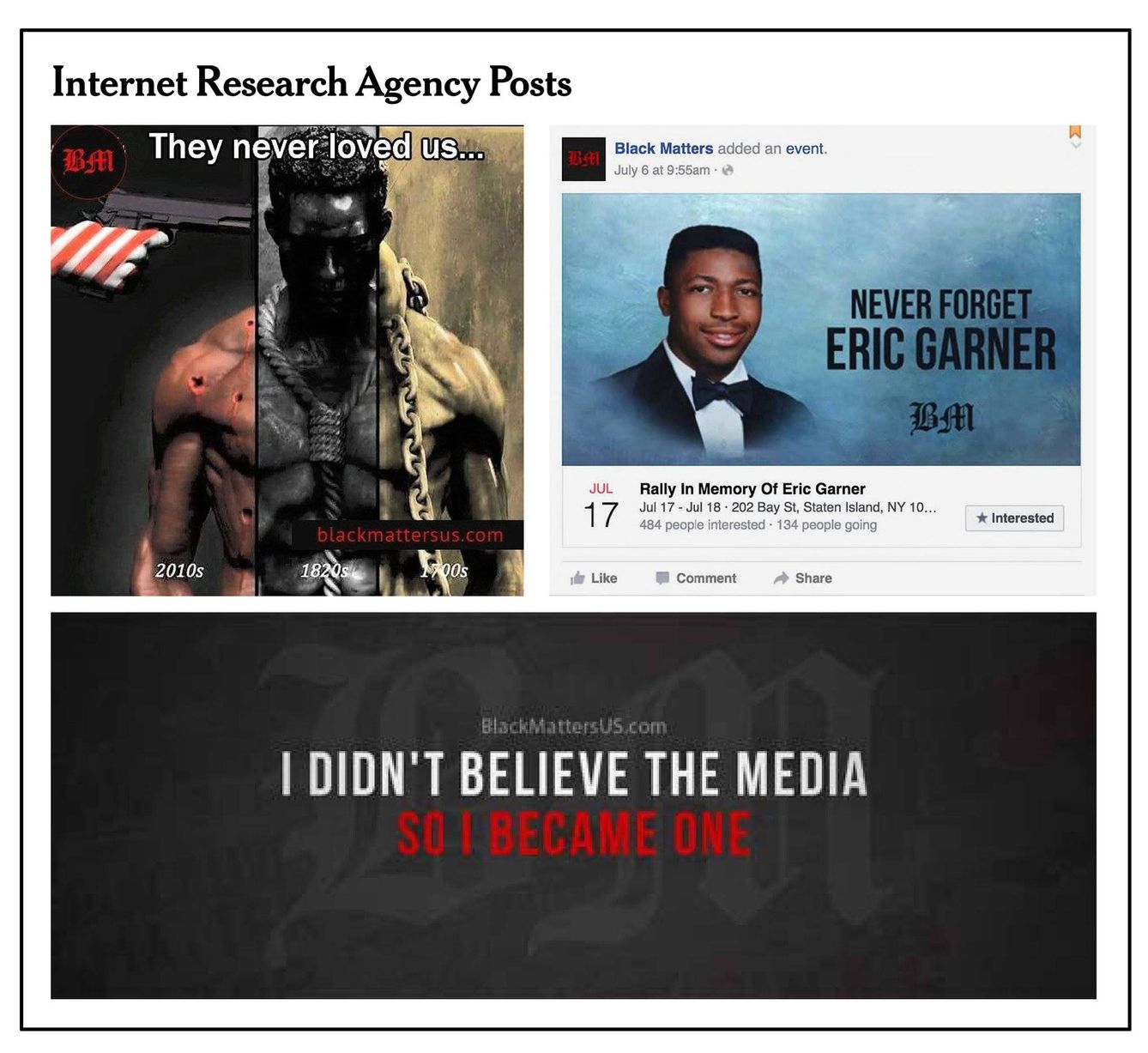 Algunos de los memes rusos dirigidos a la población afroamericana de EEUU y recogidos por los investigadores