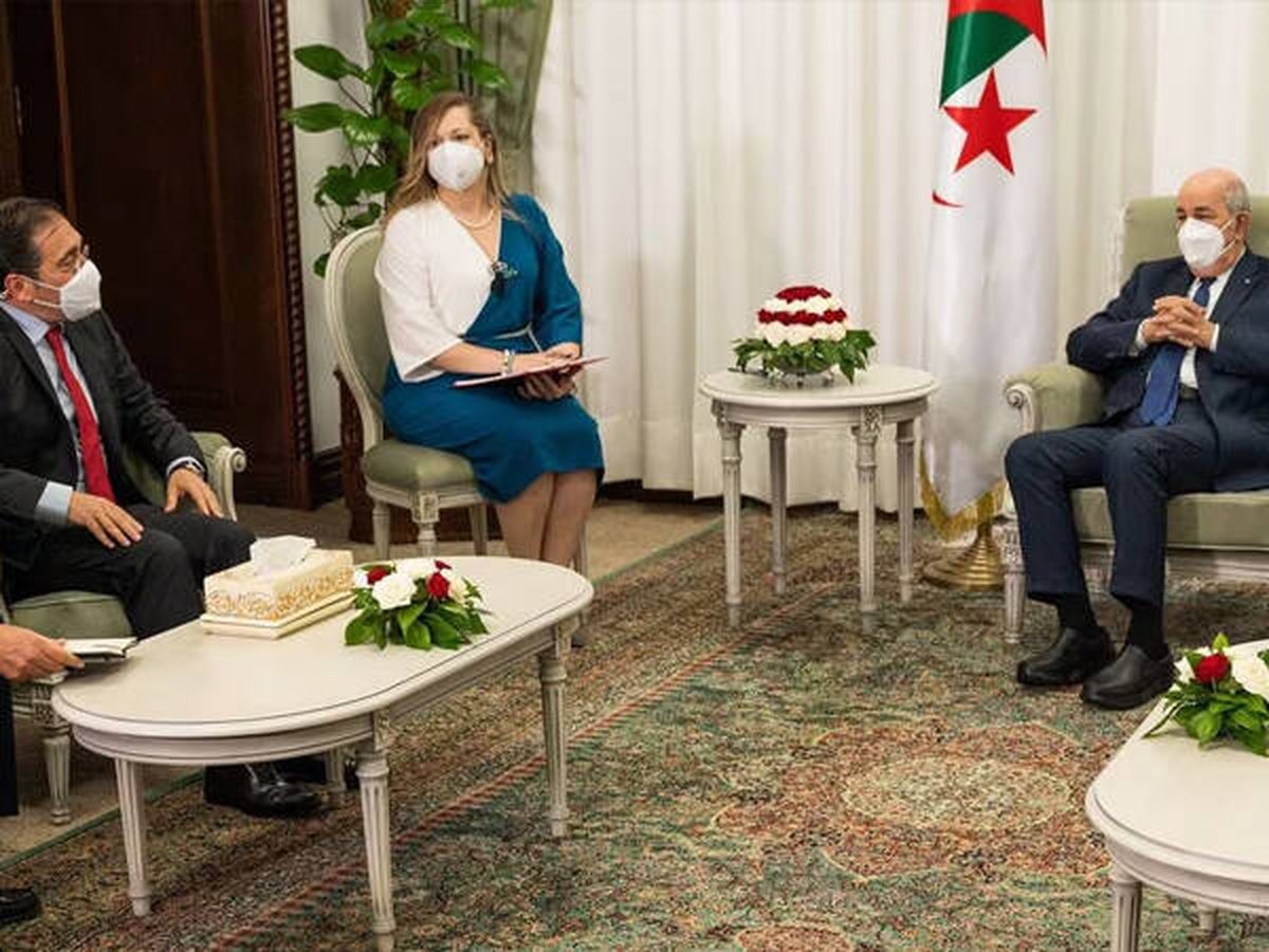 Foto: El ministro de Asuntos Exteriores, José Manuel Albares, con el presidente de Argelia, Abadelmayid Tebún, en septiembre de 2021. (Ministerio de Asuntos Exteriores/Europa Press)