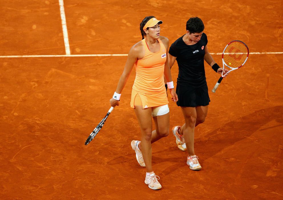 Foto: Muguruza y Carla Suárez peelarán por un puesto en las semifinales de dobles (Getty).