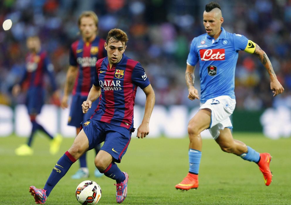 Foto: Munir, durante el amistoso que disputaron Barcelona y Nápoles (Reuters)