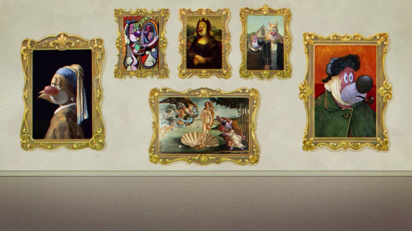 Los seis cuadros que Rowdy puede robar, en una imagen de la serie. (Netflix)