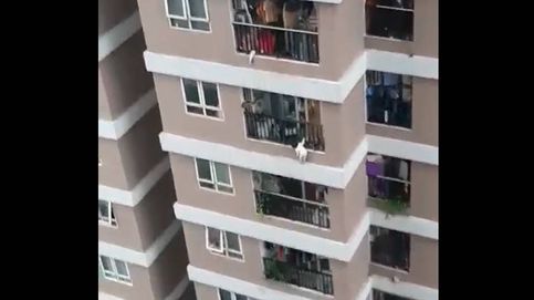 Un repartidor salva a una niña que se cayó por el balcón desde un piso 12