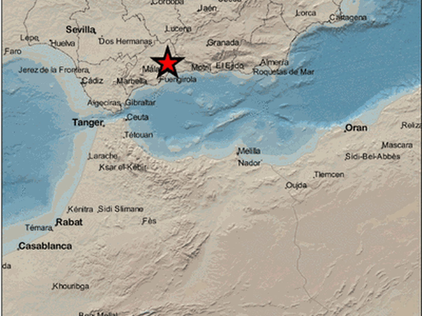 Epicentro del terremoto en las proximidades de Casabermeja. (IGN)