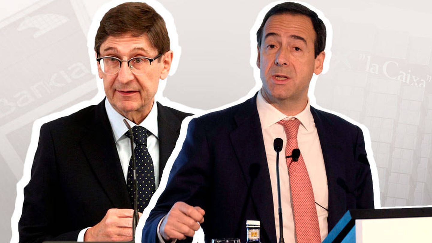 José Ignacio Goirigolzarri, presidente de Bankia (i), y Gonzalo Gortázar, CEO de CaixaBank. (EC)