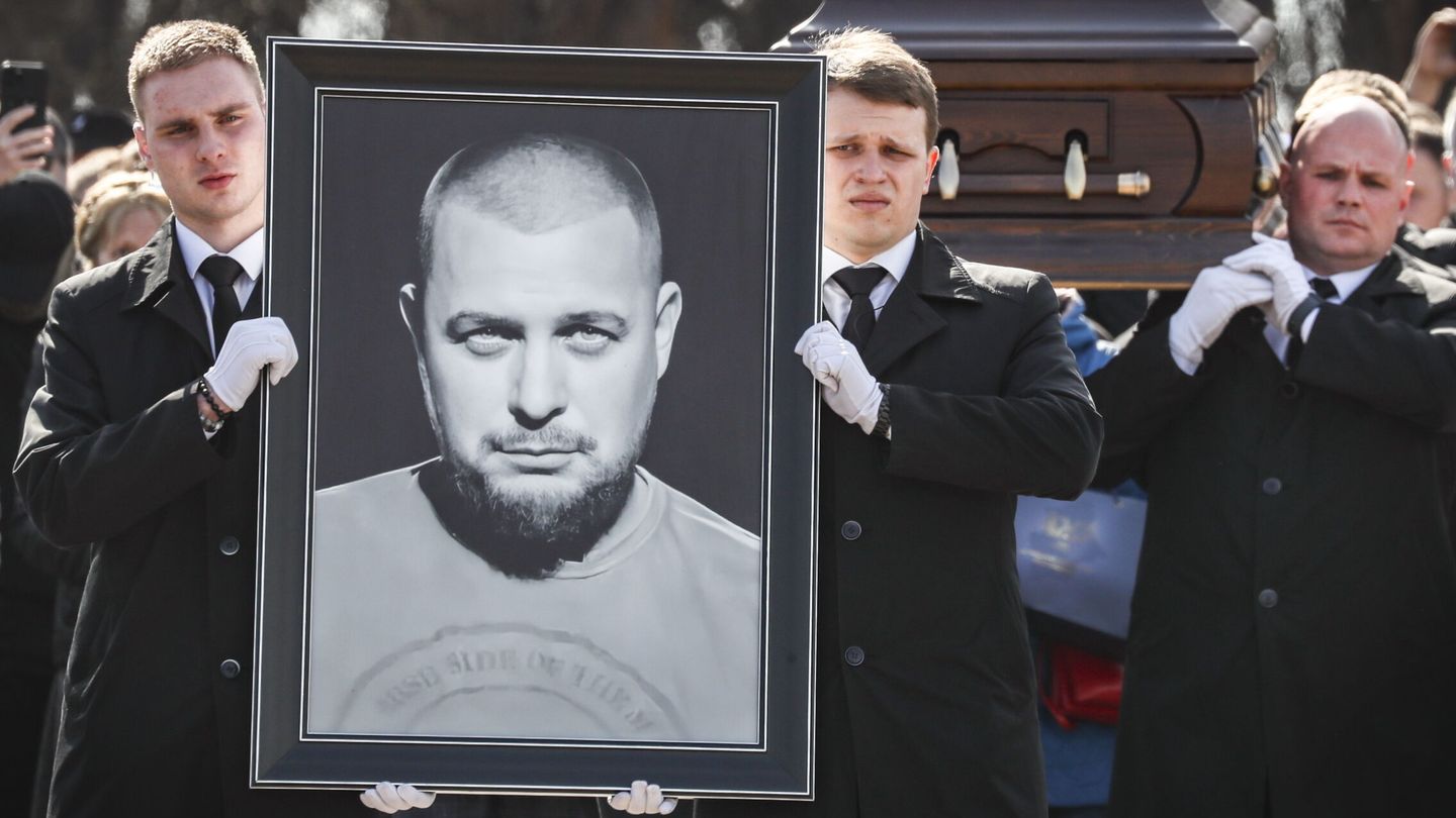 Funeral de Maxim Fomin, conocido como Vladlen Tatarsky, asesinado en un atentado bomba. (Reuters)