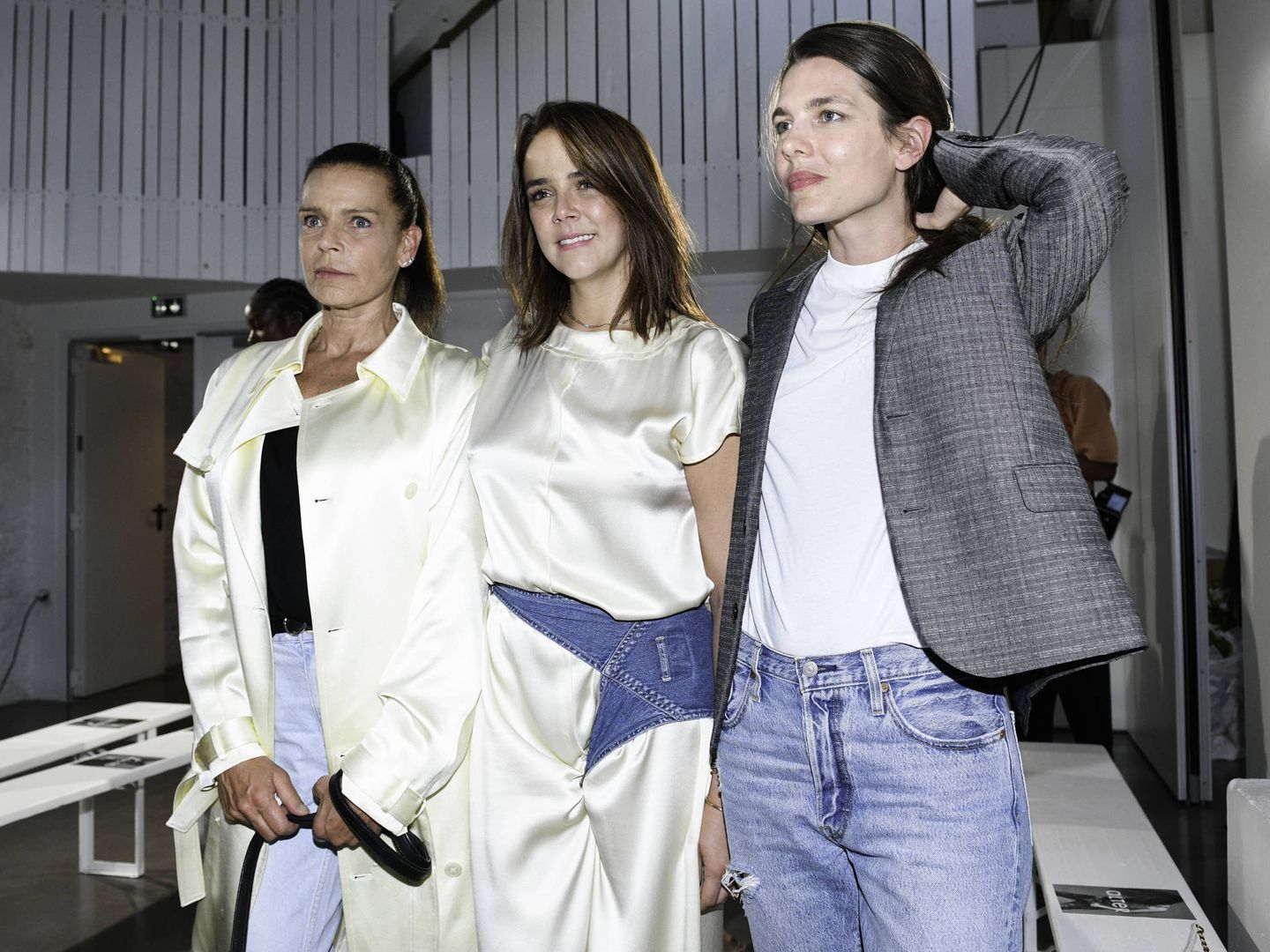 Pauline Ducruet, junto a Estefanía y Carlota de Mónaco, durante el lanzamiento de su marca. (Getty)