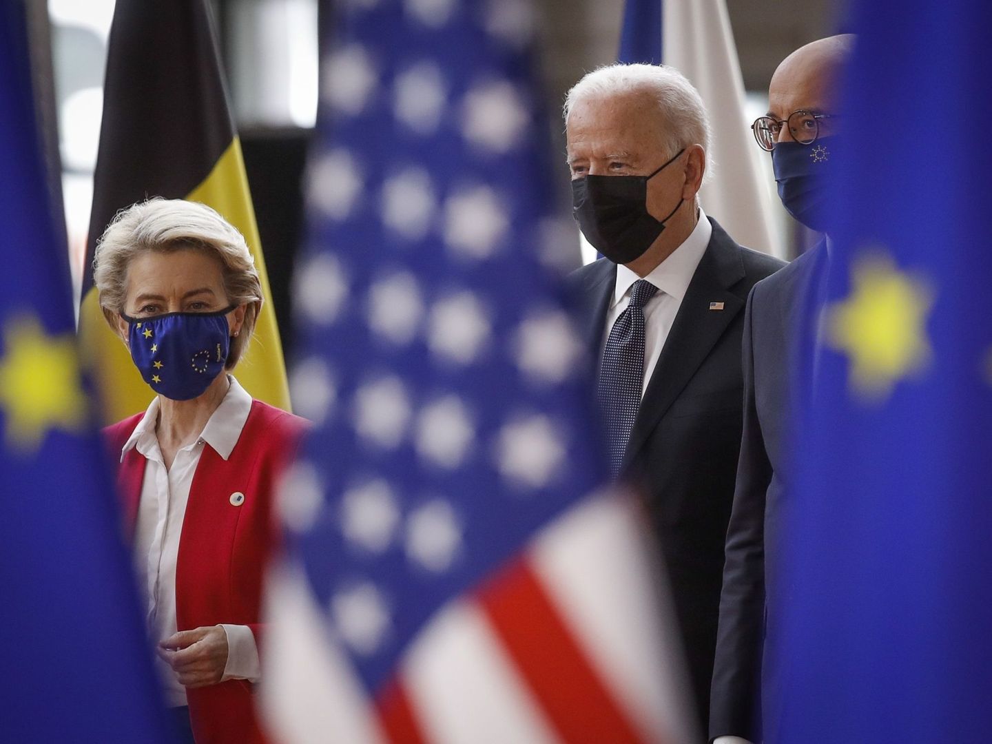 El presidente de EEUU, Joe Biden, en su encuentro con Ursula von der Leyen en Bruselas. (EFE)