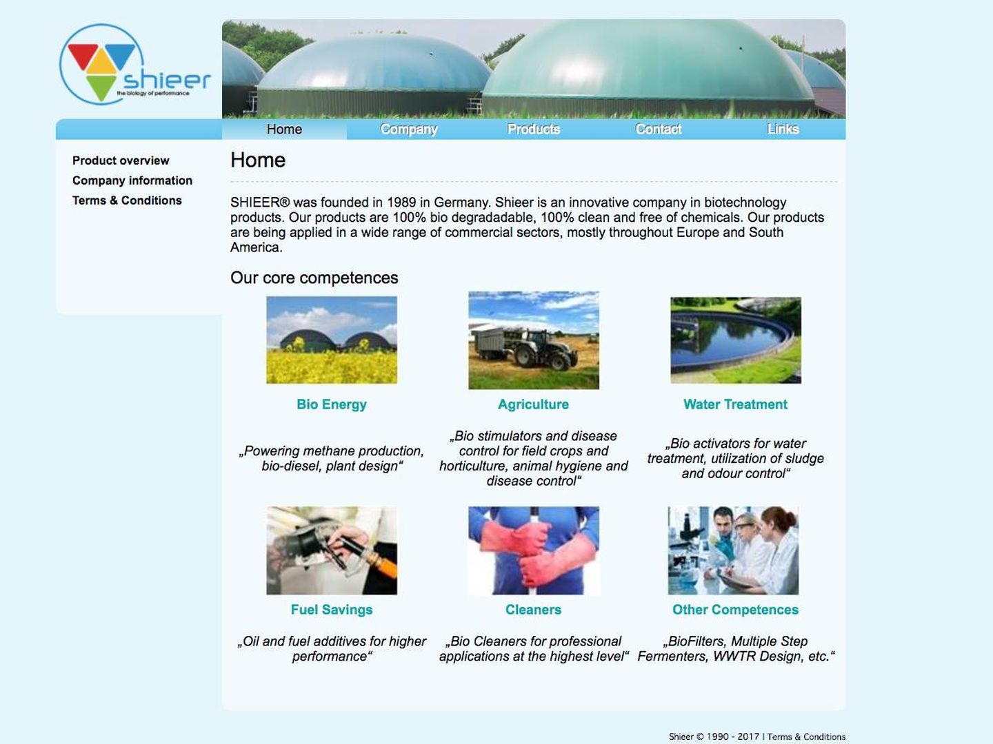 Página web de la compañía Shieer.