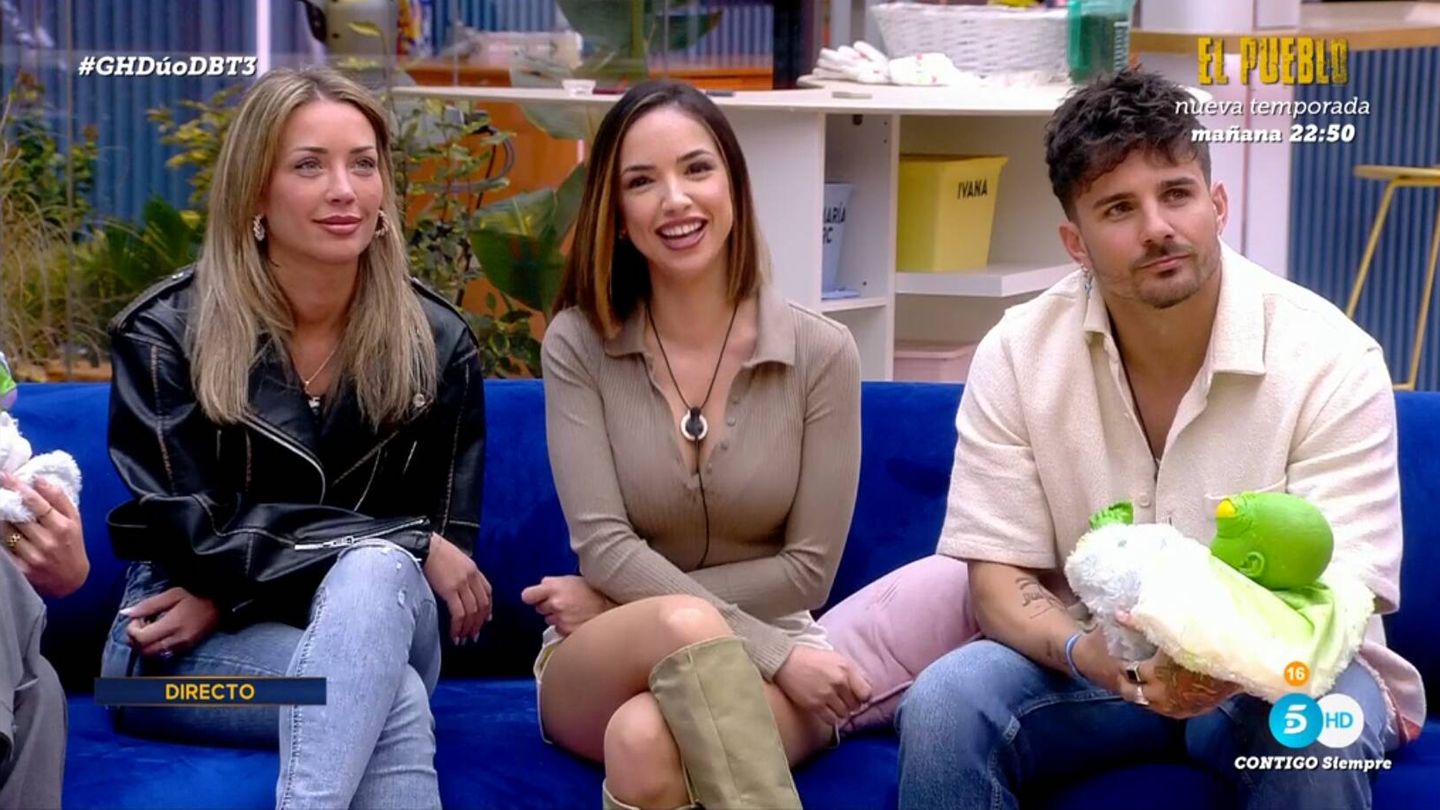 Mayka, Lucía y Manuel, en 'GH Dúo 2'. (Mediaset)