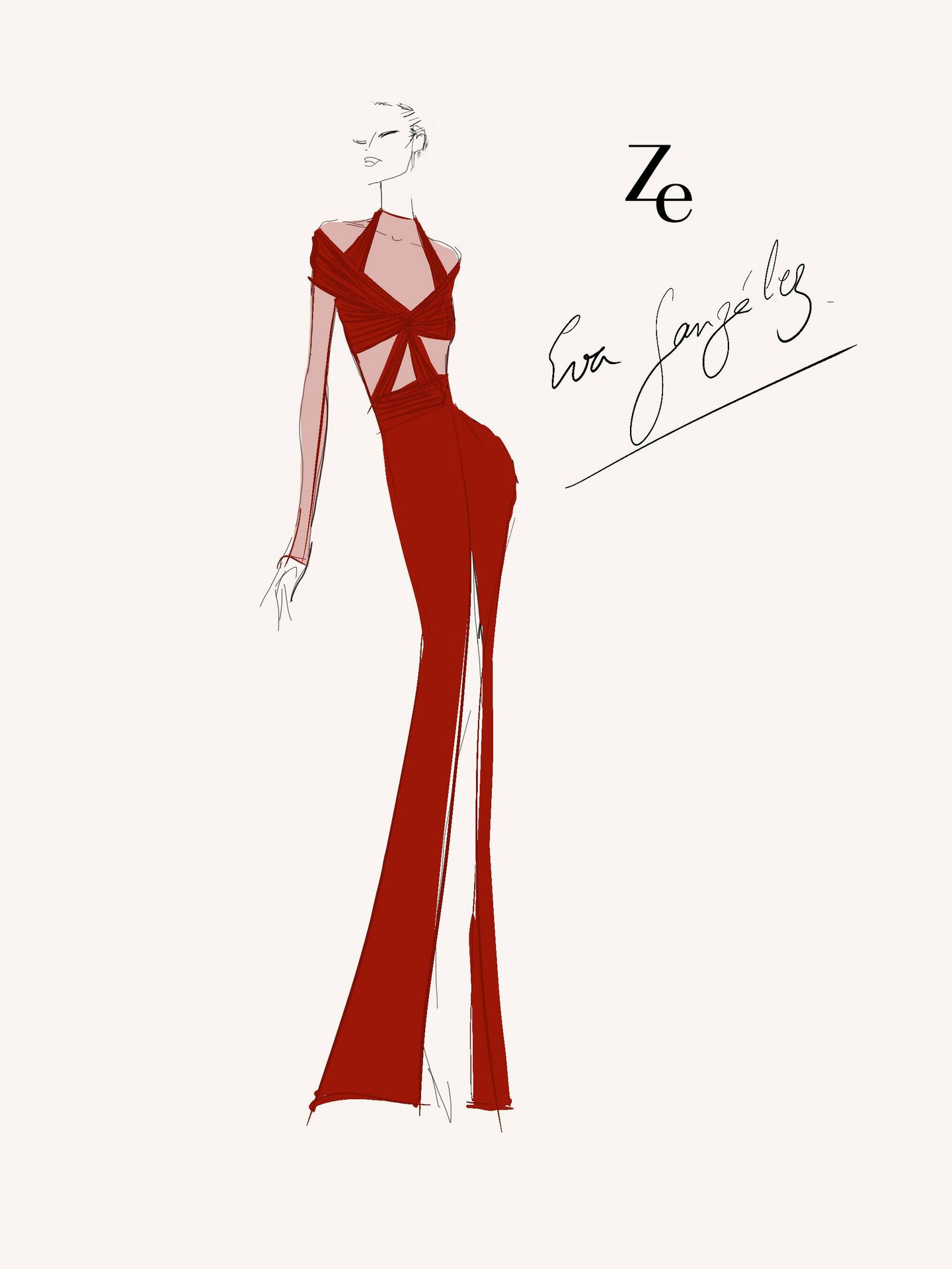 El boceto del vestido creado por Ze García. (Cortesía)