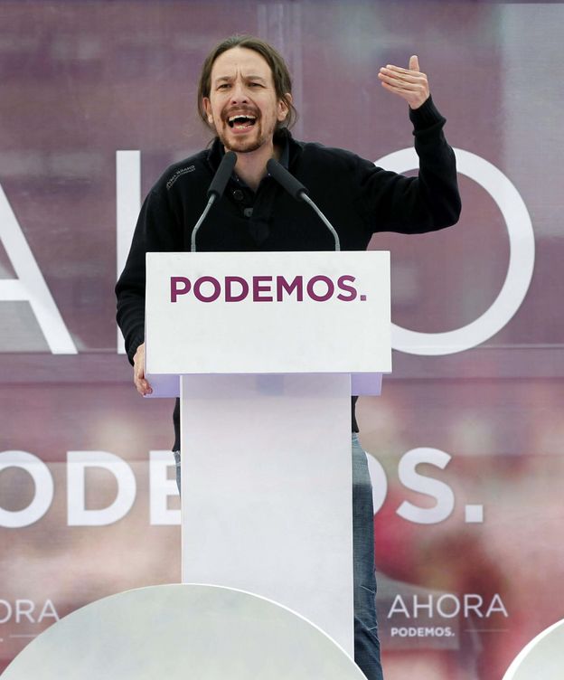 Foto: El secretario general de Podemos, Pablo Iglesias, durante su intervención en un acto público de su formación en Oviedo. (Efe)