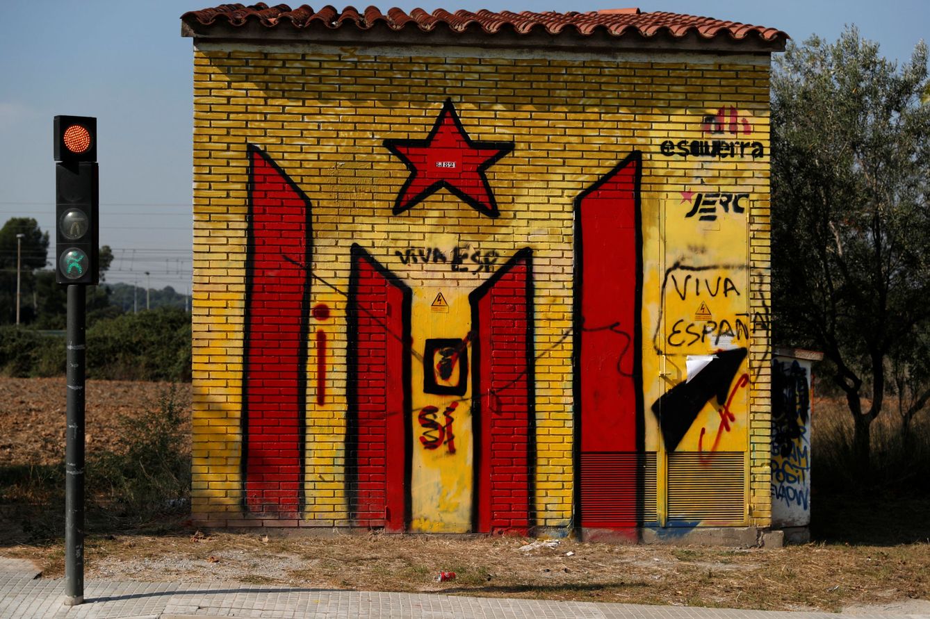 El grafiti de una estelada en Cerdanyola del Vallés. (Reuters)