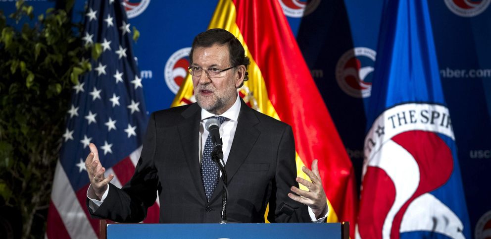 Rajoy en la Cámara de Comercio de Washington. (Efe)