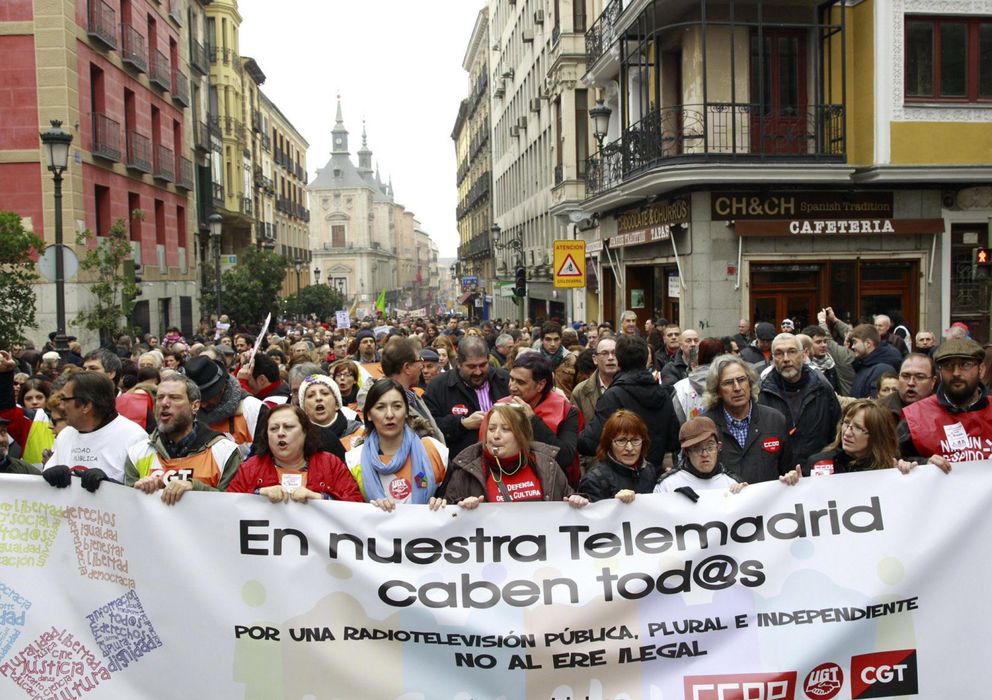 Foto: Manifestación trabajadores Telemadrid (EFE)