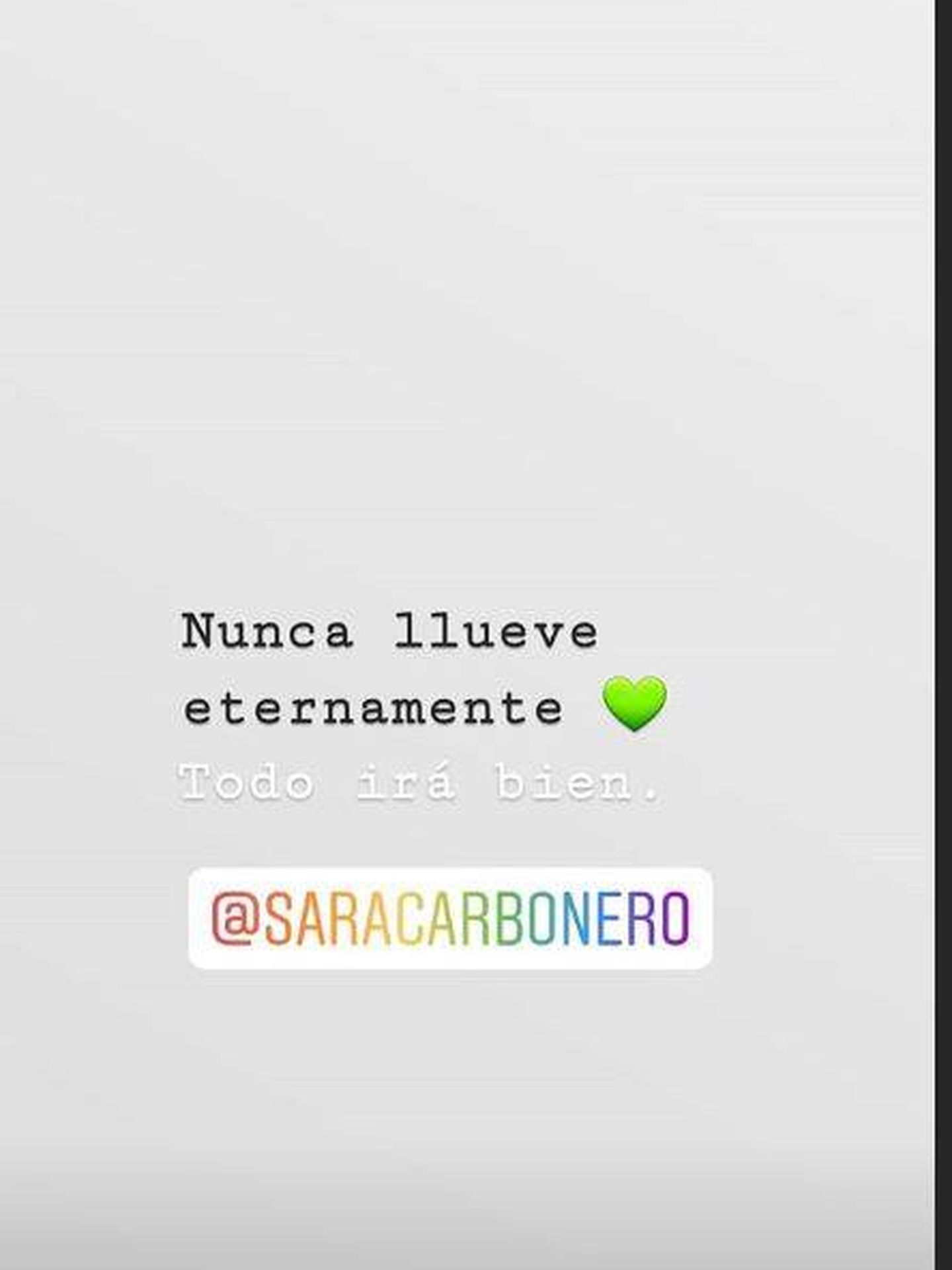 Captura de los 'stories' de Sara Carbonero.(Instagram)
